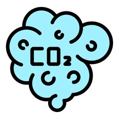 Co2 cloud icon. Outline co2 cloud vector icon color flat isolated