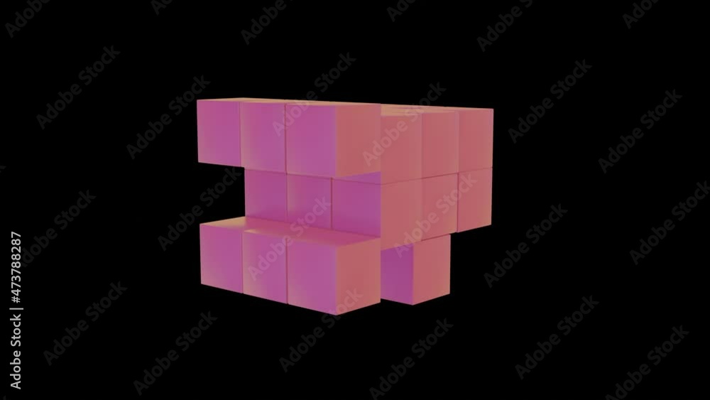 Poster rows of purple cubes changing places. moving rows of three-dimensional cubes. 3d render