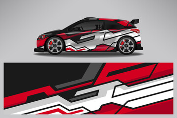 Car wrap design race livery vehicle vector. Graphic stripe racing background kit designs for vehicle, race car, rally, adventure and livery