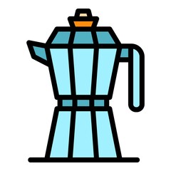 Coffee pot icon. Outline coffee pot vector icon color flat isolated
