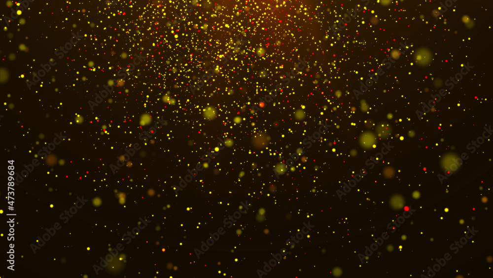 Poster background of falling magic dust particles. abstract christmas concept. energy flow of golden partic