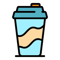 Latte cup icon. Outline latte cup vector icon color flat isolated