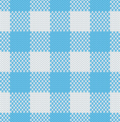 Gingham knitted texture fabric seamless pattern for picnic or tablecloth blue vichy check plaid vector illustration