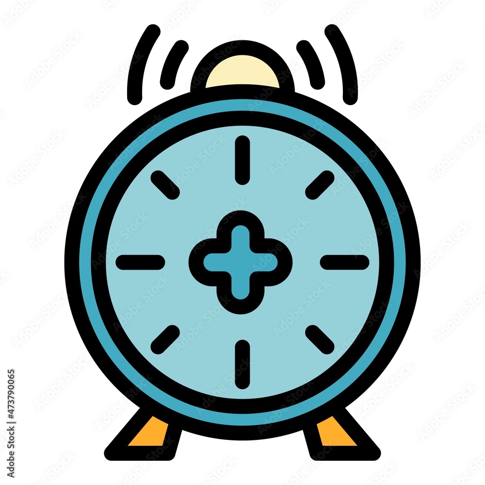 Poster alarm clock icon. outline alarm clock vector icon color flat isolated