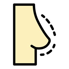 Old breast plastic surgery icon. Outline old breast plastic surgery vector icon color flat isolated