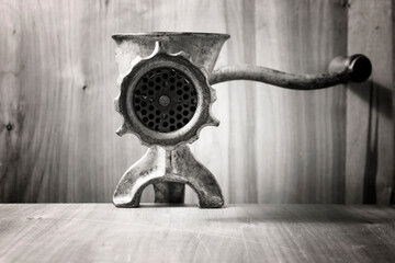 Soviet manual mincer. Antique manual grinder.