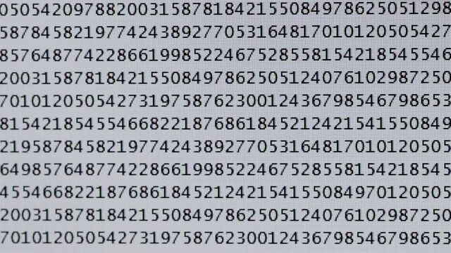 Computer calculation number sequence scrolling on consol screen