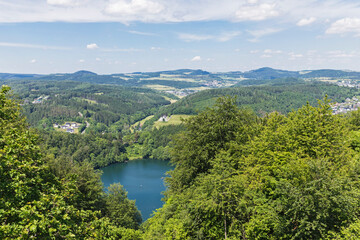 Gemundener Maar lake and surrounding landscape