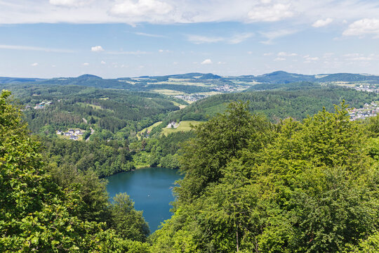 Gemundener Maar lake and surrounding landscape