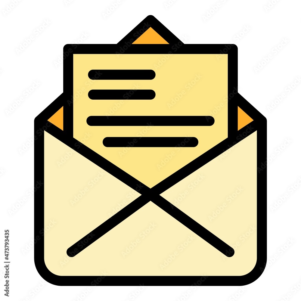 Poster writing mail icon. outline writing mail vector icon color flat isolated
