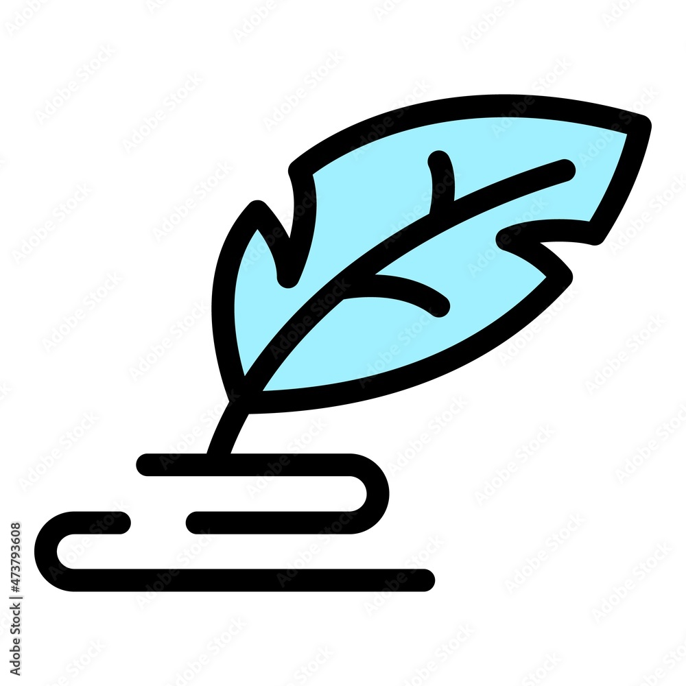 Poster writing feather icon. outline writing feather vector icon color flat isolated