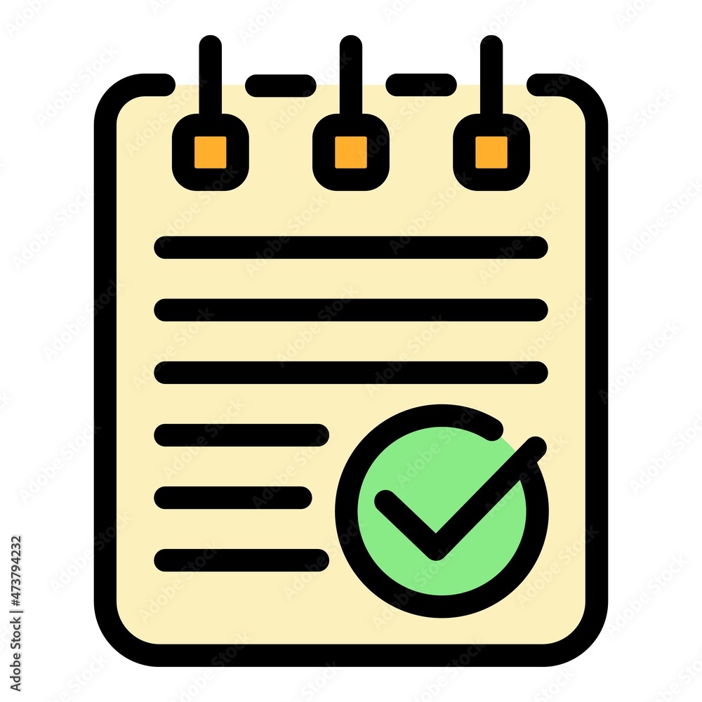 Poster approved notebook icon. outline approved notebook vector icon color flat isolated