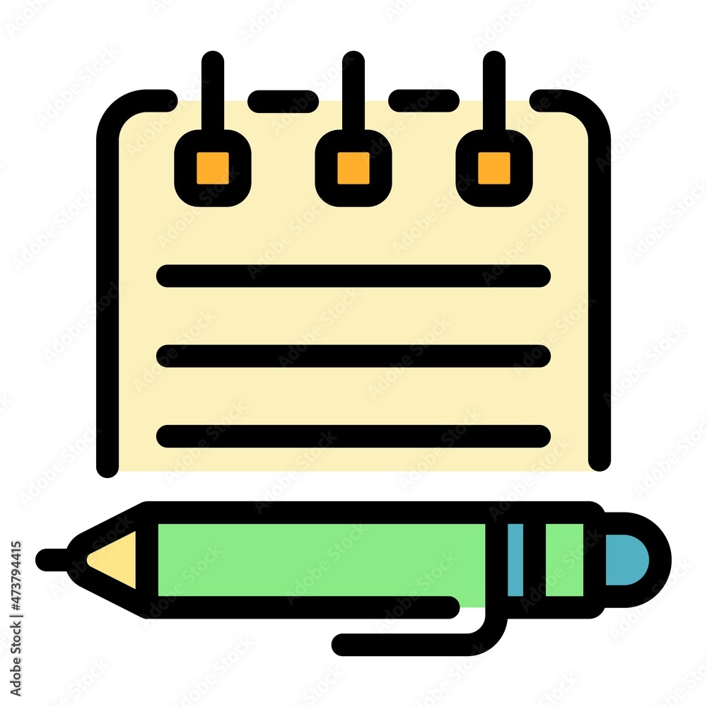 Poster writing tools icon. outline writing tools vector icon color flat isolated