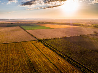 Agricultural fields during sunset, Vojvodina, Serbia