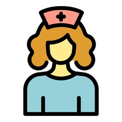 Student job medical nurse icon. Outline student job medical nurse vector icon color flat isolated