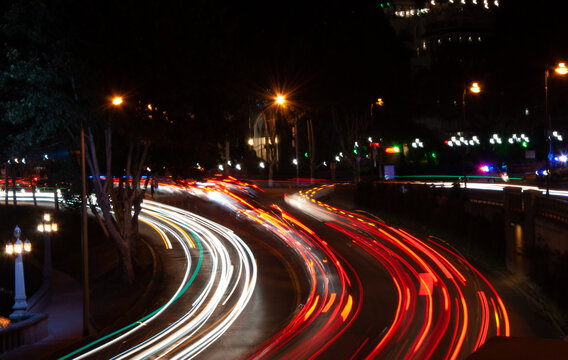 City never sleeps. City traffic at night