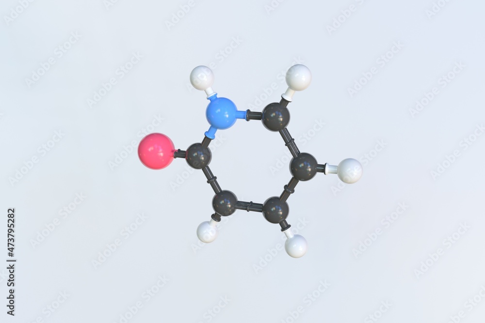 Poster 2-pyridone molecule. isolated molecular model. 3d rendering