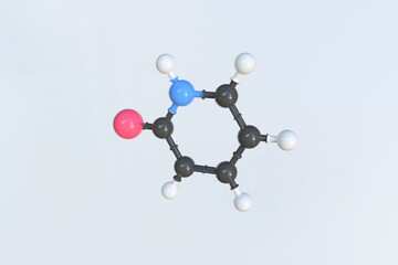 2-pyridone molecule. Isolated molecular model. 3D rendering