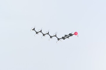 4-octylphenol molecule, isolated molecular model. 3D rendering