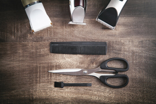 Hair trimmers with comb and scissors.