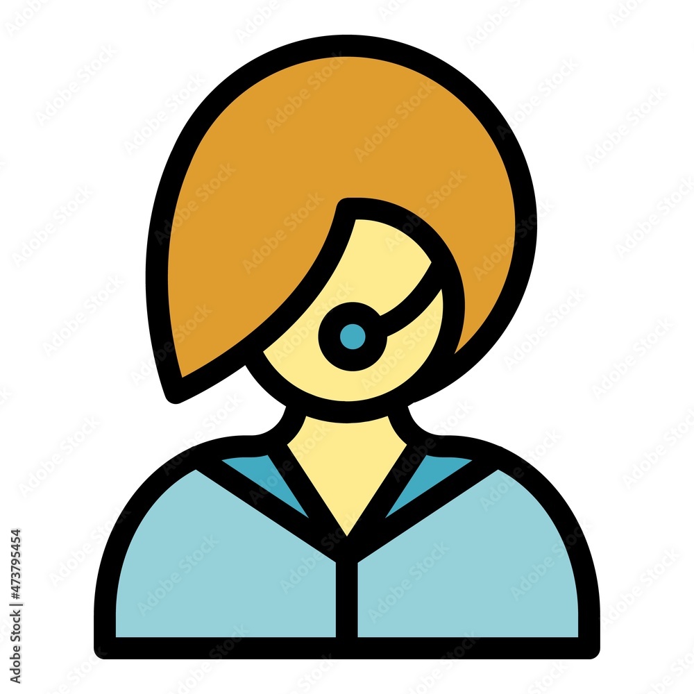 Poster call center student icon. outline call center student vector icon color flat isolated