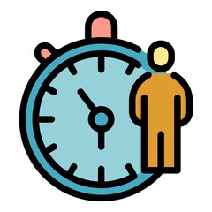 Student job stopwatch icon. Outline student job stopwatch vector icon color flat isolated