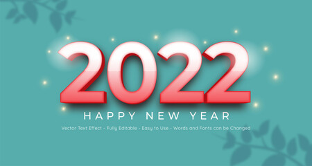 2022 happy new year with 3d style lettering on blue theme