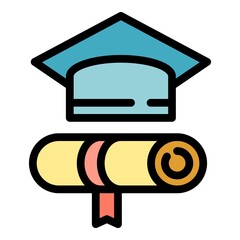 Graduation tools icon. Outline graduation tools vector icon color flat isolated