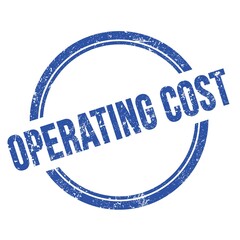 OPERATING COST text written on blue grungy round stamp.