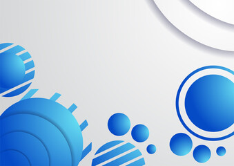 Blue and white circles abstract tech banner design. Geometric vector background