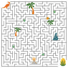 Help dinosaur find path to nest. Labyrinth. Maze game for kids