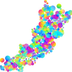 Rainbow bubbles vector background. Fun abstract circles confetti.