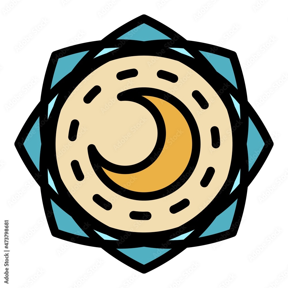 Poster boho moon icon. outline boho moon vector icon color flat isolated