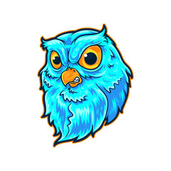 Blue owl cartoon mascot