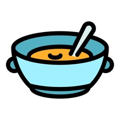 Lunch soup icon. Outline lunch soup vector icon color flat isolated