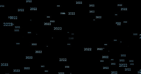 Render with a lot of 2022 labels on a black background