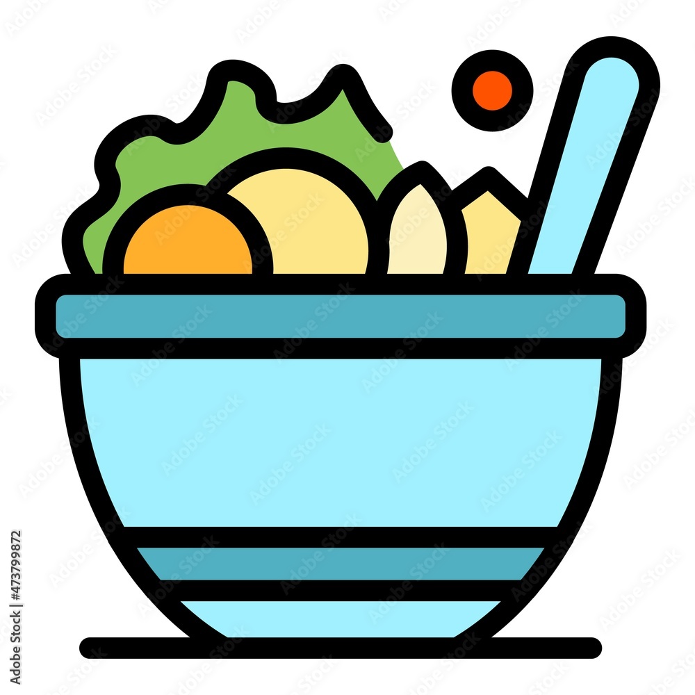 Canvas Prints Bowl of food icon. Outline bowl of food vector icon color flat isolated - Canvas Prints