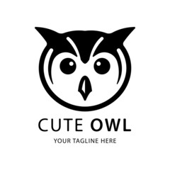 Cute owl logo design vector