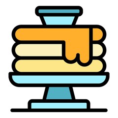 Pancakes stack icon. Outline pancakes stack vector icon color flat isolated