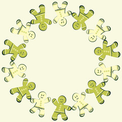 a frame of ginger cookies. Gingerbread men. Design element