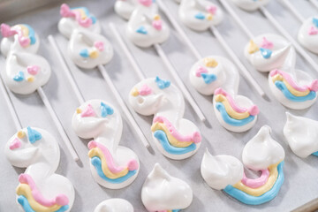 Unicorn meringue pops