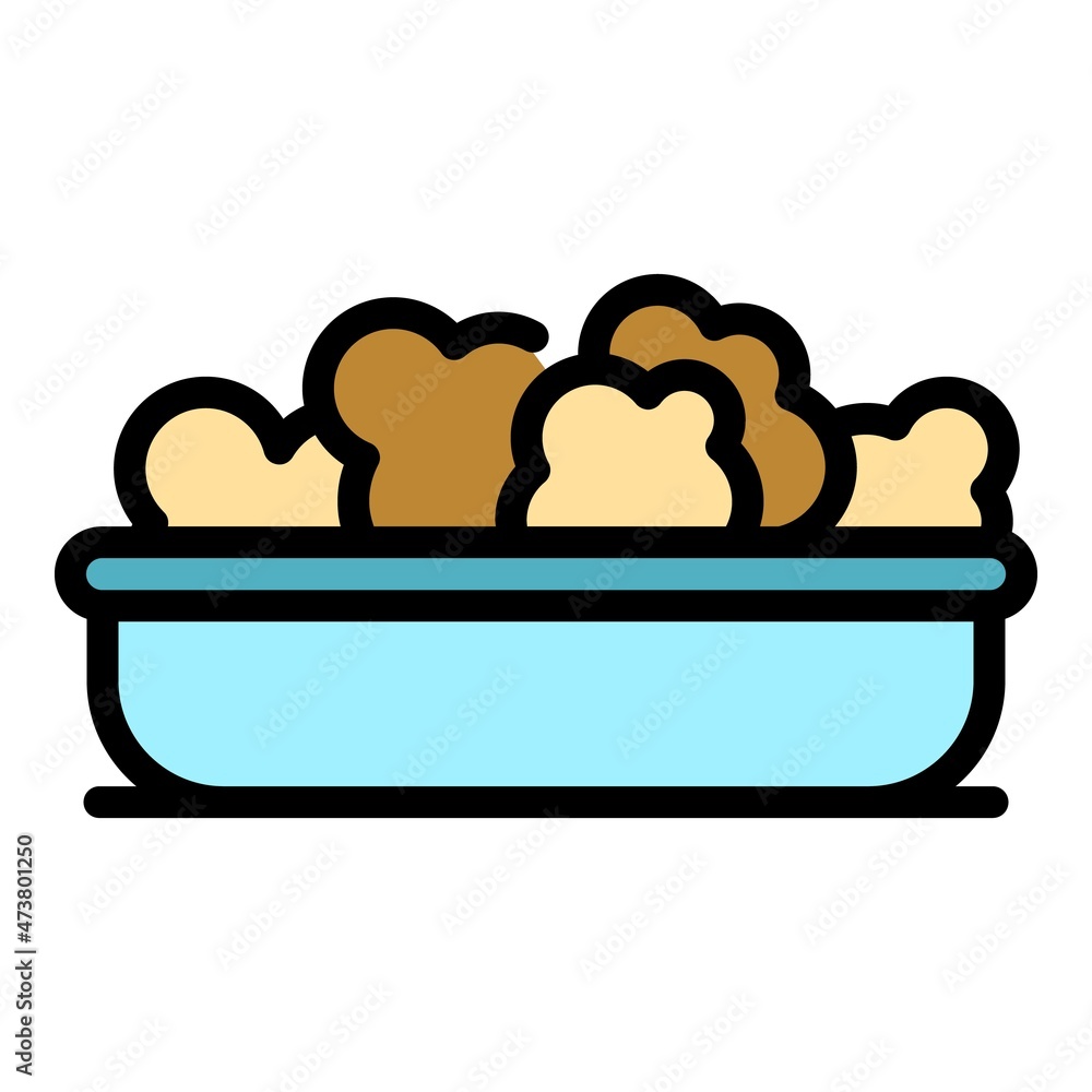 Poster Popcorn bowl icon. Outline popcorn bowl vector icon color flat isolated - Posters