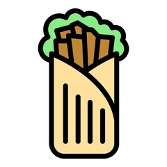 Kebab food icon. Outline kebab food vector icon color flat isolated