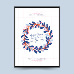 Hand drawn Christmas and New Year greeting card or poster with lettering hand drawn decorative elements.