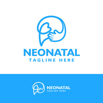 Neonatal logo brain love and hand design concept