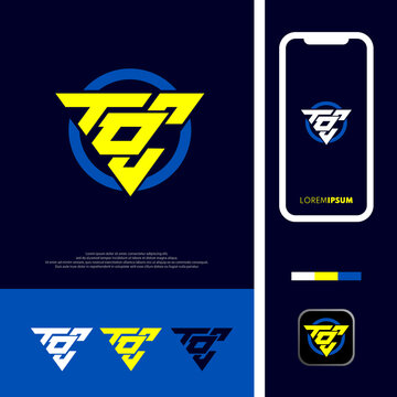 Set of initial triangle toc logo design for sport and gaming logo