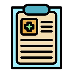 Medical report icon. Outline medical report vector icon color flat isolated