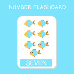 Cute number flashcards with animals set. English counting with animal theme. Math Poster for preschool. Vector illustration.