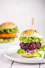Vegetarian burger with vegetable cutlet
