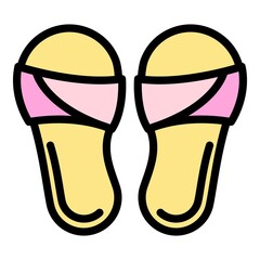 Casual sandals icon. Outline casual sandals vector icon color flat isolated